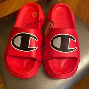 MEN'S CHAMPION MELOSO SQUISH SPORT SLIDES RED Size 11